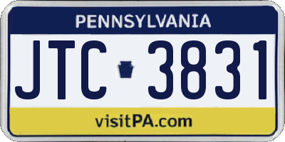 PA license plate JTC3831