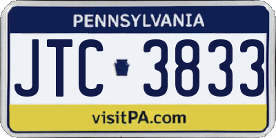 PA license plate JTC3833