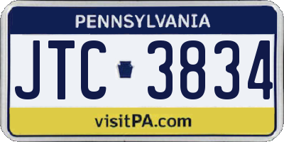 PA license plate JTC3834