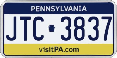 PA license plate JTC3837
