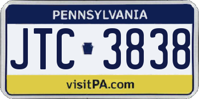PA license plate JTC3838