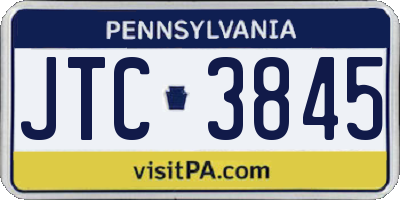 PA license plate JTC3845