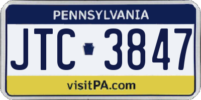 PA license plate JTC3847