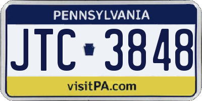 PA license plate JTC3848