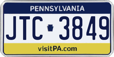 PA license plate JTC3849