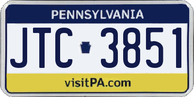 PA license plate JTC3851