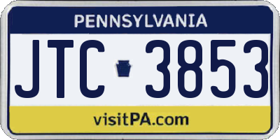 PA license plate JTC3853
