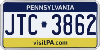 PA license plate JTC3862