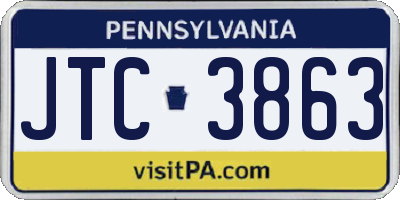 PA license plate JTC3863