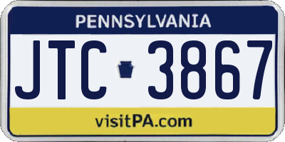 PA license plate JTC3867