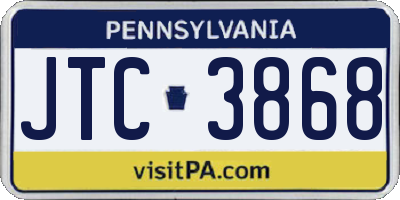 PA license plate JTC3868