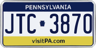PA license plate JTC3870