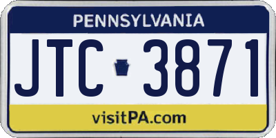 PA license plate JTC3871