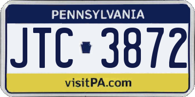 PA license plate JTC3872
