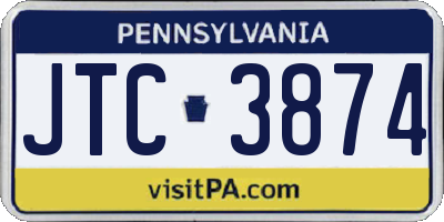 PA license plate JTC3874