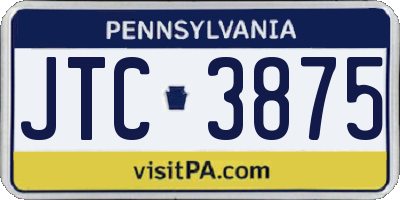 PA license plate JTC3875