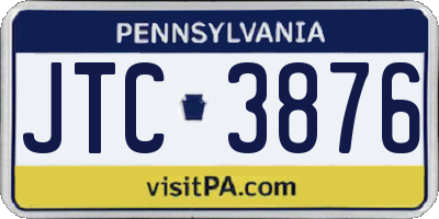 PA license plate JTC3876