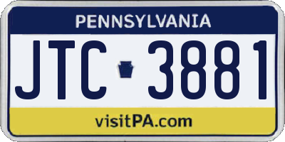 PA license plate JTC3881