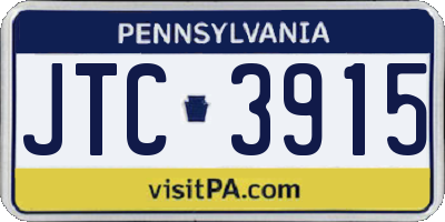 PA license plate JTC3915