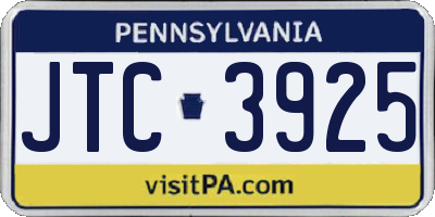 PA license plate JTC3925