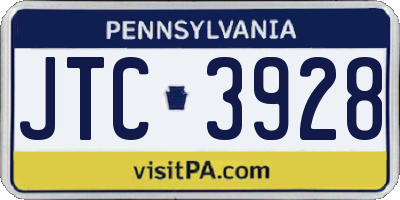 PA license plate JTC3928