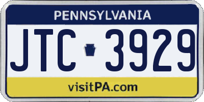 PA license plate JTC3929