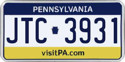 PA license plate JTC3931