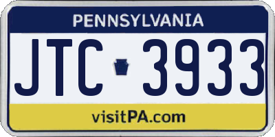 PA license plate JTC3933