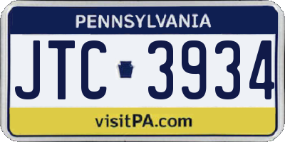 PA license plate JTC3934
