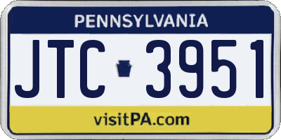 PA license plate JTC3951