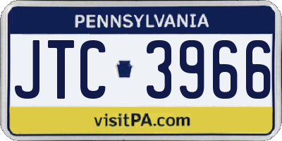 PA license plate JTC3966