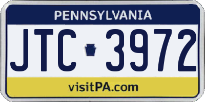 PA license plate JTC3972