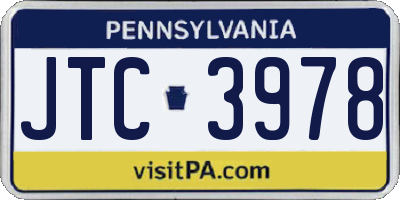 PA license plate JTC3978