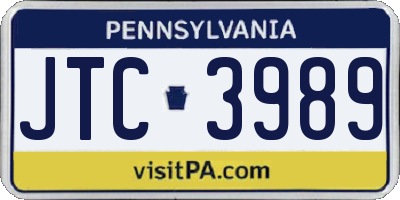PA license plate JTC3989