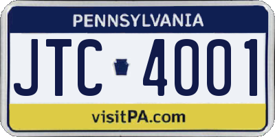 PA license plate JTC4001