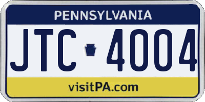 PA license plate JTC4004