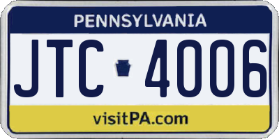 PA license plate JTC4006