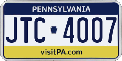PA license plate JTC4007