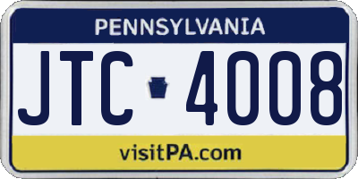 PA license plate JTC4008
