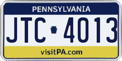 PA license plate JTC4013