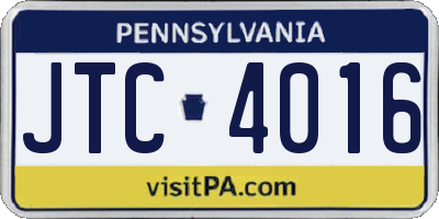 PA license plate JTC4016