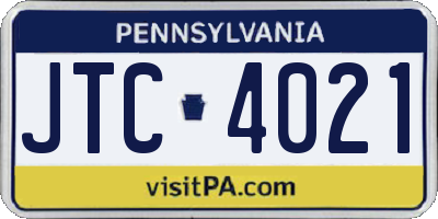 PA license plate JTC4021