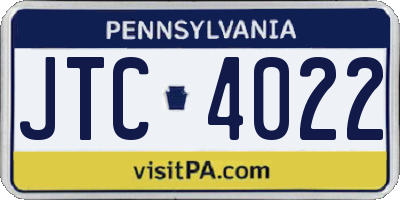 PA license plate JTC4022
