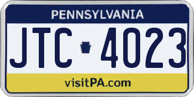 PA license plate JTC4023