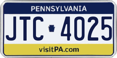 PA license plate JTC4025
