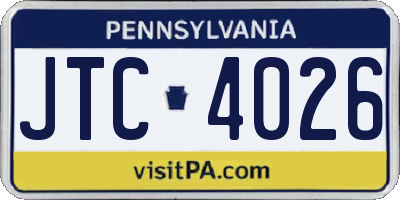 PA license plate JTC4026