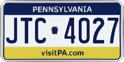 PA license plate JTC4027