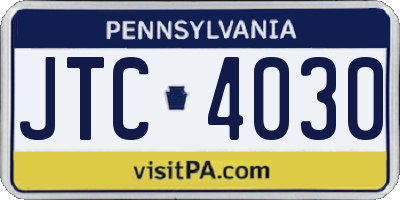 PA license plate JTC4030
