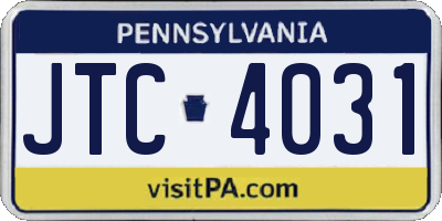 PA license plate JTC4031