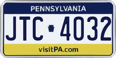 PA license plate JTC4032